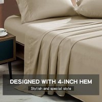 Freshculture Twin Xl Flat Sheets Only 2 Pack - Hotel Quality Flat Bed Sheets - Brushed Microfiber - Ultra Soft & Breathable - Wrinkle-Free - Easy Care - Flat Sheets Only Twin Xl Size (Beige)