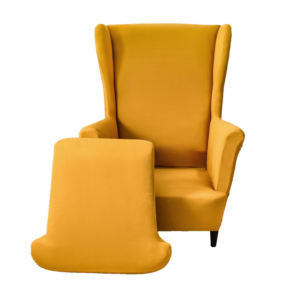 Crfatop Polyester Wing Chair Covers 2 Piece Stretch Wingback Chair Slipcover Solid Wingback Armchair Covers With Elastic Bottom For Living Room Bedroom Wingback Chair,A24