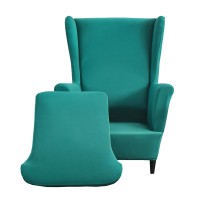 Crfatop Polyester Wing Chair Covers 2 Piece Stretch Wingback Chair Slipcover Solid Wingback Armchair Covers With Elastic Bottom For Living Room Bedroom Wingback Chair,A33