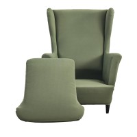 Crfatop Polyester Wing Chair Covers 2 Piece Stretch Wingback Chair Slipcover Solid Wingback Armchair Covers With Elastic Bottom For Living Room Bedroom Wingback Chair,A32