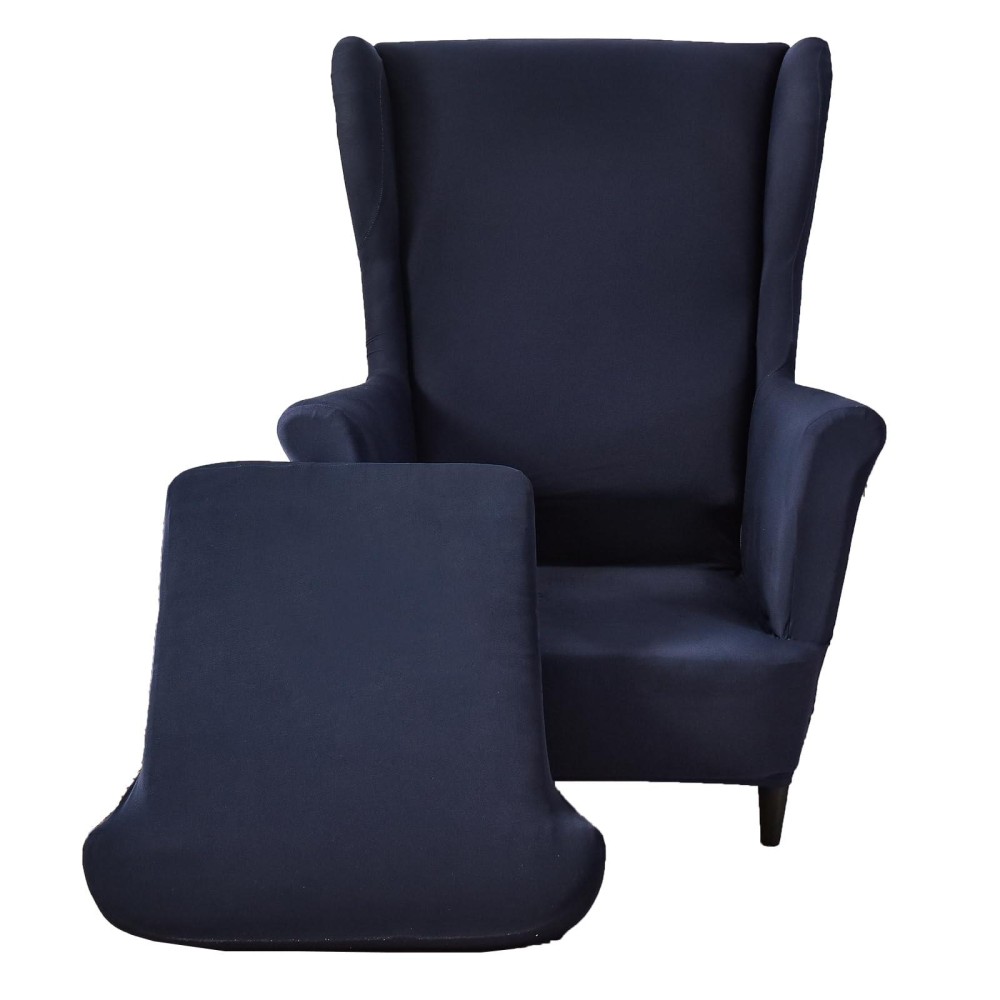 Crfatop Polyester Wing Chair Covers 2 Piece Stretch Wingback Chair Slipcover Solid Wingback Armchair Covers With Elastic Bottom For Living Room Bedroom Wingback Chair,A29