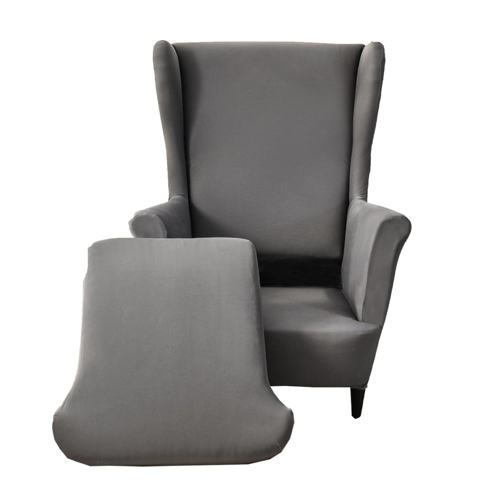 Crfatop Polyester Wing Chair Covers 2 Piece Stretch Wingback Chair Slipcover Solid Wingback Armchair Covers With Elastic Bottom For Living Room Bedroom Wingback Chair,A31