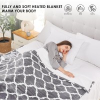 Homemate Heated Blanket Electric Throw 50X60 Heating Blanket With 10 Fast Heat Levels 8 Hours Auto Off Soft Cozy Flannel Over