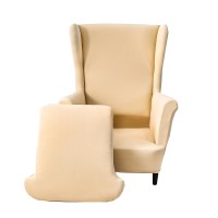 Crfatop Polyester Wing Chair Covers 2 Piece Stretch Wingback Chair Slipcover Solid Wingback Armchair Covers With Elastic Bottom For Living Room Bedroom Wingback Chair,A25