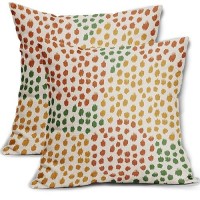 Orange Yellow Green Pillow Covers 20X20 Set Of 2 Fall Colored Art Dot Decorative Throw Pillows Trendy Print Outdoor Pillowcase H