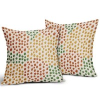 Orange Yellow Green Pillow Covers 20X20 Set Of 2 Fall Colored Art Dot Decorative Throw Pillows Trendy Print Outdoor Pillowcase H