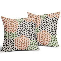 Black Orange Green Pillow Covers 20X20 Set Of 2 Fall Colored Art Dot Decorative Throw Pillows Trendy Print Outdoor Pillowcase Ho