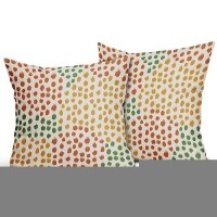 Orange Yellow Green Pillow Covers 18X18 Set Of 2 Fall Colored Art Dot Decorative Throw Pillows Trendy Print Outdoor Pillowcase H