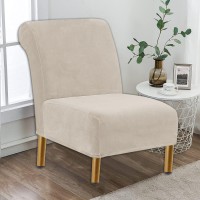 Armless Chair Slipcover Stretch Velvet Armless Accent Chair Cover Washable Slipper Chair Cover Removable Printed Armless Chair Furniture Protector Covers For Living Dining (Color : #9)