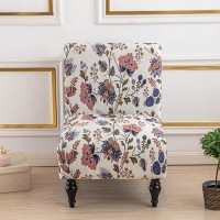 Armless Chair Slipcover Stretch Velvet Armless Accent Chair Cover Washable Slipper Chair Cover Removable Printed Armless Chair Furniture Protector Covers For Living Dining (Color : #33)