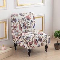 Armless Chair Slipcover Stretch Velvet Armless Accent Chair Cover Washable Slipper Chair Cover Removable Printed Armless Chair Furniture Protector Covers For Living Dining (Color : #33)