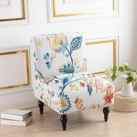 Armless Chair Slipcover Stretch Velvet Armless Accent Chair Cover Washable Slipper Chair Cover Removable Printed Armless Chair Furniture Protector Covers For Living Dining (Color : #48)