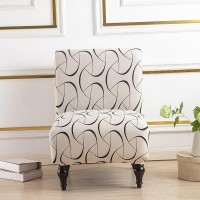 Armless Chair Slipcover Stretch Velvet Armless Accent Chair Cover Washable Slipper Chair Cover Removable Printed Armless Chair Furniture Protector Covers For Living Dining (Color : #31)
