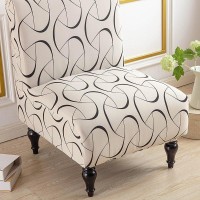 Armless Chair Slipcover Stretch Velvet Armless Accent Chair Cover Washable Slipper Chair Cover Removable Printed Armless Chair Furniture Protector Covers For Living Dining (Color : #31)