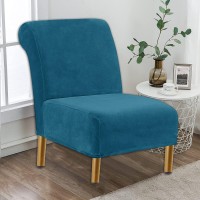Armless Chair Slipcover Stretch Velvet Armless Accent Chair Cover Washable Slipper Chair Cover Removable Printed Armless Chair Furniture Protector Covers For Living Dining (Color : #3)