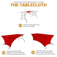 Eurmax Usa Rectangular Fitted Spandex Table Covers 4Ft Tablecloth Wedding Event Patio Table Decorations Stretch Table Cover For 4Ft Folding Table (Red 2 Pack)