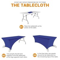 Eurmax Usa Rectangular Fitted Spandex Table Covers 4Ft Tablecloth Wedding Event Patio Table Decorations Stretch Table Cover For 4Ft Folding Table (Navy Blue 2 Pack)