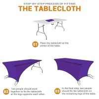 Eurmax Usa Rectangular Fitted Spandex Table Covers 4Ft Tablecloth Wedding Event Patio Table Decorations Stretch Table Cover For 4Ft Folding Table (Purple 2 Pack)