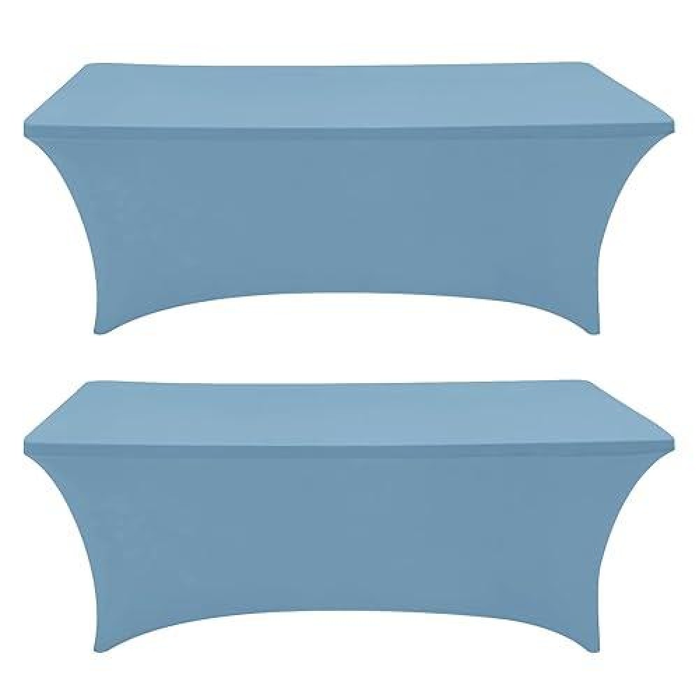 Eurmax Usa Rectangular Fitted Spandex Table Covers 4Ft Tablecloth Wedding Event Patio Table Decorations Stretch Table Cover For 4Ft Folding Table (Sky Blue 2 Pack)