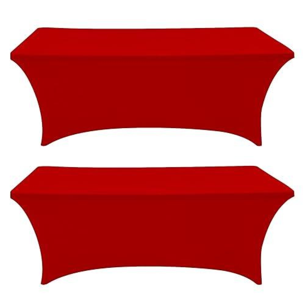 Eurmax Usa Rectangular Fitted Spandex Table Covers 6Ft Tablecloth Wedding Event Patio Table Decorations Stretch Table Cover For 6Ft Folding Table (Red 2 Pack)