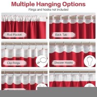 Dualife Extra Long 132 Inch Curtains Red Back Tab Loop Pocket Thermal Insulated Blackout Curtain Drapes For High Ceiling Living Room 52 By 132 Inch 11 Ft/Foot Length 2 Panels