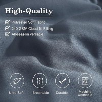 Monbix Queen Comforter Set - 7 Pieces Blue Grey Bed In A Bag Queen Bedding Sets With Comforters  All Seasons Down Alternative Comforter Bed Set With Sheets Pillowcases & Shams