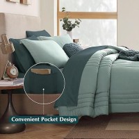 Monbix Full Size Comforter Sets  7 Piece Full Size Bedding Sets  Warm Comforters  Bed In A Bag Full With Sheets Pillowcases & Shams (Sage Green  Full  80''X90'')