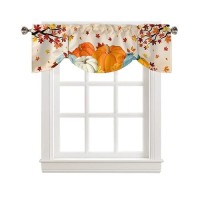 Fall Kitchen Valances Curtain For Windows Fall Harvest Pumpkin Curtain Valance For Kitchen Living Room Fall Maple Leaf Window Cu