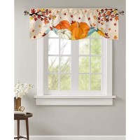 Fall Kitchen Valances Curtain For Windows Fall Harvest Pumpkin Curtain Valance For Kitchen Living Room Fall Maple Leaf Window Cu