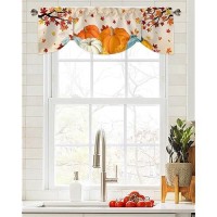 Fall Kitchen Valances Curtain For Windows Fall Harvest Pumpkin Curtain Valance For Kitchen Living Room Fall Maple Leaf Window Cu