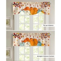 Fall Kitchen Valances Curtain For Windows Fall Harvest Pumpkin Curtain Valance For Kitchen Living Room Fall Maple Leaf Window Cu