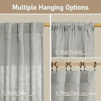 Lamit Sheer Linen Curtains 95 Inch For Bedroom Back Tab And Rod Pocket Thick Linen Textured Sheer Curtains Light Filtering Curt