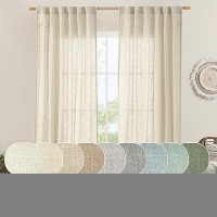 Lamit Linen Curtains 90 Inch For Bedroom Back Tab And Rod Pocket Thick Linen Textured Sheer Curtains Light Filtering Curtains F