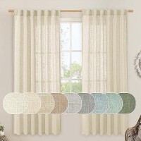 Lamit Natural Linen Curtains For Bedroom 72 Inch Faux Linen Textured Light Filtering Drapes Back Tab And Rod Pocket Window Pane