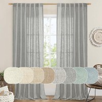 Lamit Linen Curtains 108 Inch For Bedroom Back Tab And Rod Pocket Thick Linen Textured Sheer Curtains Light Filtering Curtains