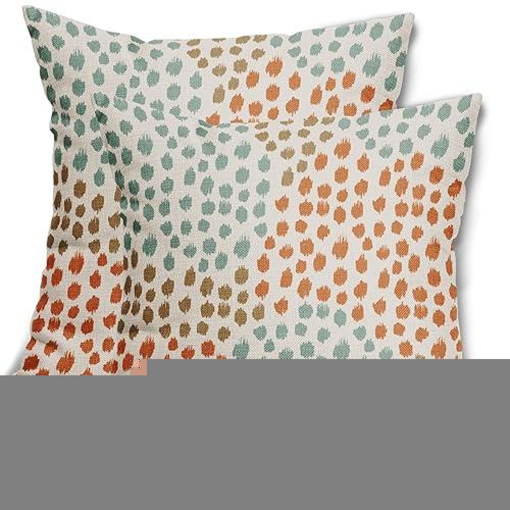 Blue Orange Brown Pillow Covers 20X20 Set Of 2 Fall Colored Art Dot Decorative Throw Pillows Trendy Print Outdoor Pillowcase Hol