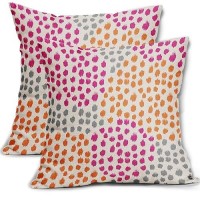 Pink Orange Grey Throw Pillow Covers 20X20 Set Of 2 Hot Pink Preppy Room Decor Pillows Trendy 70S Colored Dot Decorative Print O