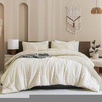 Andency Beige California King Comforter Set 3 Pieces Cream Boho Tufted Cal King Bedding Set Collections Oversized Soft Light