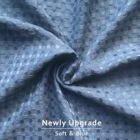 Miye Pleated Waffle Weave Bed Skirt Tailored Dust Ruffle 22 Inch Drop Easy Fit Machine Washable Blue Full 22 Drop