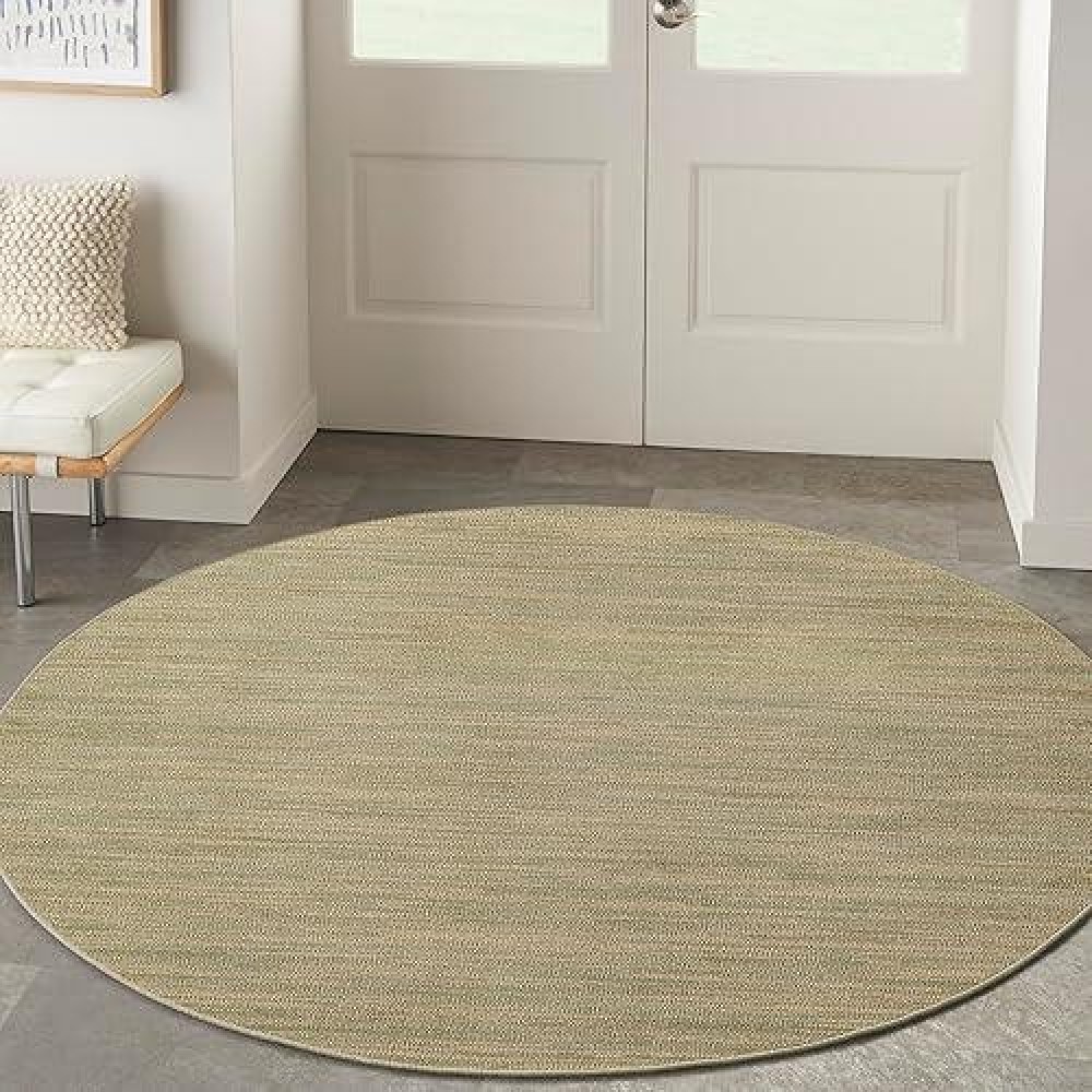 Nourison Essentials Indooroutdoor Green Gold 6 X Round Area Rug Easy Cleaning Non Shedding Bed Room Living Room Dining Ro