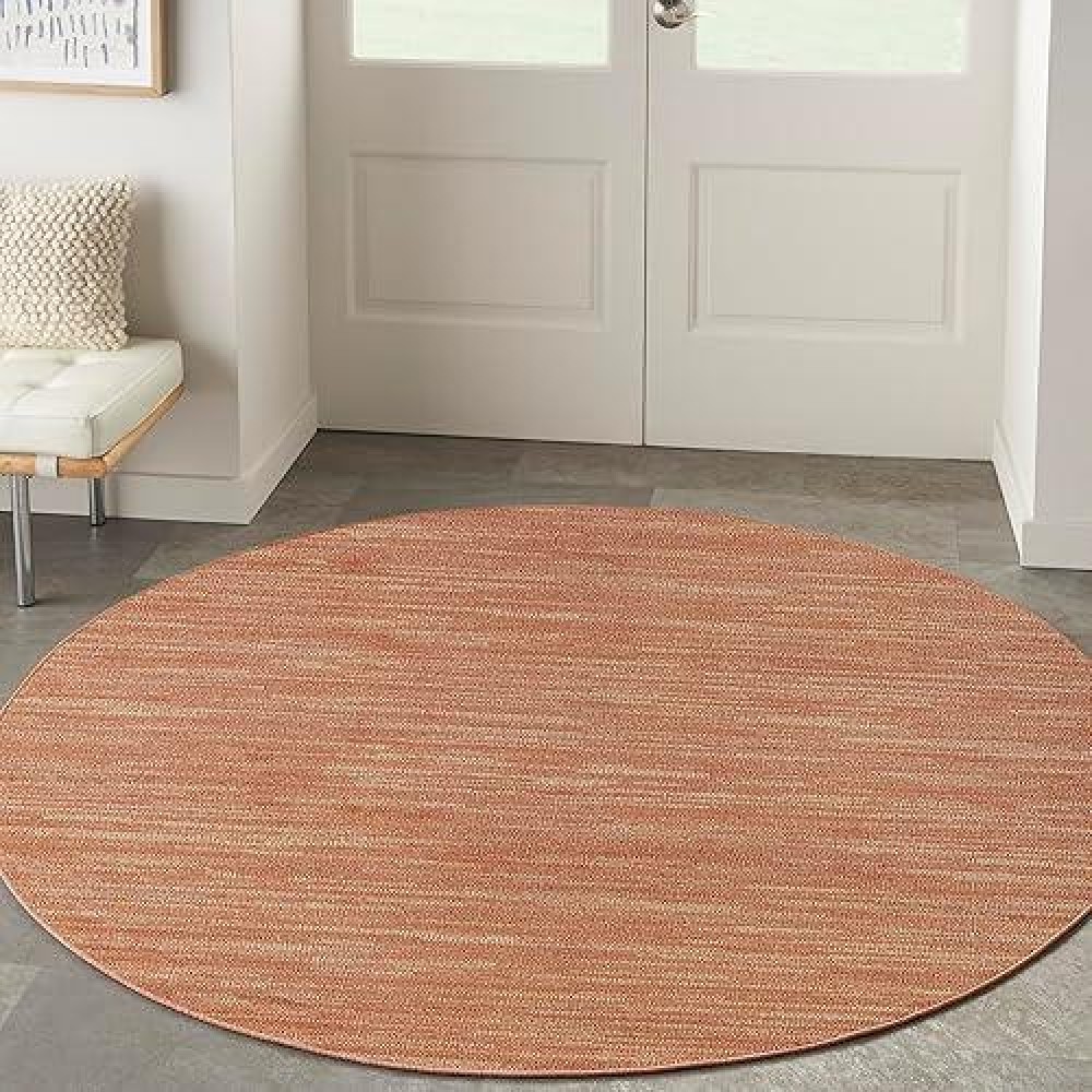 Nourison Essentials Indooroutdoor Rust 6 X Round Area Rug Easy Cleaning Non Shedding Bed Room Living Room Dining Room Ba