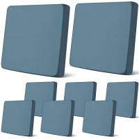 Newwiee 8Pcs Patio Stretch Sofa Cushion Cover Outdoor Cushion Cover Replacement Patio Furniture Cushions Couch Slipcovers Chair Seat Cover Soft Flexibility Protector(Gray Blue  Waterproof Pure)