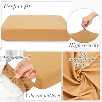 Newwiee 8Pcs Patio Stretch Sofa Cushion Cover Outdoor Cushion Cover Replacement Patio Furniture Cushions Couch Slipcovers Chair Seat Cover Soft Flexibility Protector(Tan  Waterproof Pure)