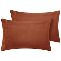 Cozylux Pillow Cases Standard Size Set Of 2 Luxury 1800 Series Double Brushed Microfiber Bed Pillow Cases Embroidered 2 Pack 20X26 Inches  Orange Pillow Covers With Envelope Closure