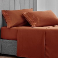 Cozylux Pillow Cases Standard Size Set Of 2 Luxury 1800 Series Double Brushed Microfiber Bed Pillow Cases Embroidered 2 Pack 20X26 Inches  Orange Pillow Covers With Envelope Closure