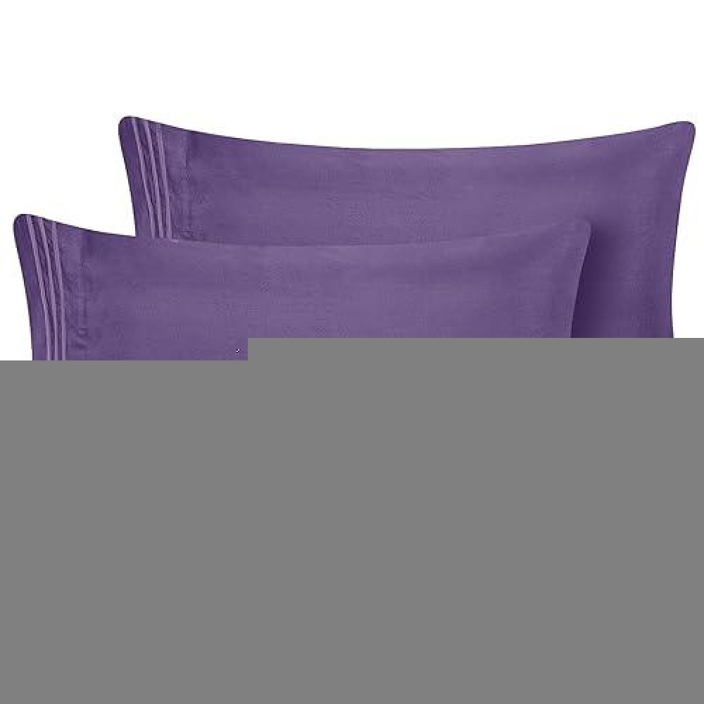 Cozylux Pillow Cases Queen Set Of 2 Luxury 1800 Series Double Brushed Microfiber Bed Pillow Cases Embroidered 2 Pack 20X30 Inches  Purple Pillow Covers With Envelope Closure