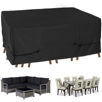 Nettypro Patio Table Cover Rectangular 125 X 84 Inch  Waterproof Outdoor Furniture Set Covers For Dining Table And Chair Rectangle  Black