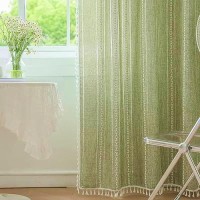 Deeprove Green Boho Curtains 108 Inches Long For Bedroom Living Room  Farmhouse Bohemian Embroidery Hollow Cotton Linen French Rustic Window Treatment Tassel Privacy Drape  W52 X L108 1 Panel