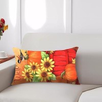 Fall Throw Pillow Covers 12X20 Inch Set Of 4 Autumn Pumpkin Sunflower Decorative Farmhouse Pillow Cases Linen Couch Cushion Cove