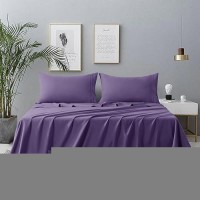 Cozylux Hotel Luxury King Bed Sheets Set 1800 Series 4Piece Embroidered Microfiber Purple Sheets Double Brushed 16 Deep P